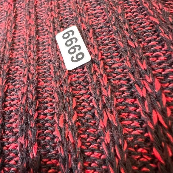 Ming Wang Cardigan Sweater Womens PL Red Open Front Faux Leather Pockets Knitted - Picture 11 of 11